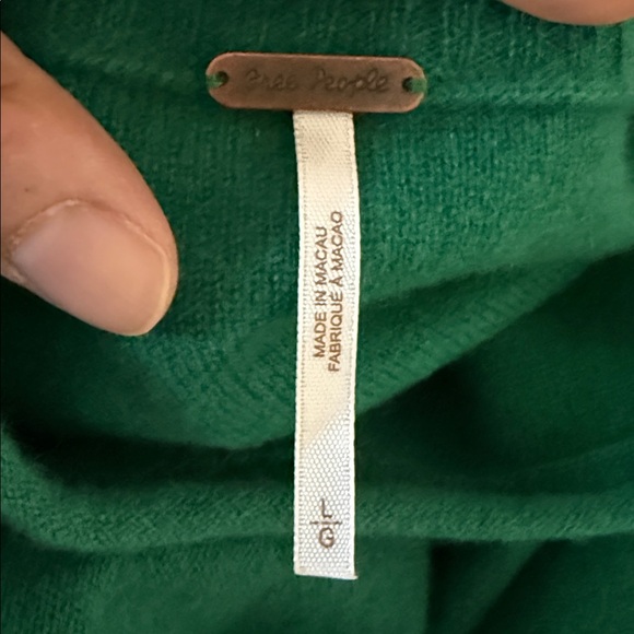 Free People Green Addie Argyle 100% Cashmere Pullover, size Large - Picture 7 of 8